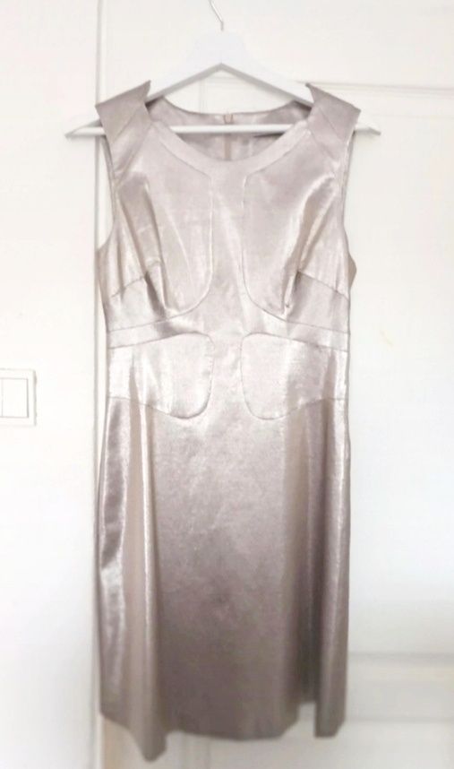 Lux Karen Millen XS S złota lekko błyszcząca krótka mini sukienka 36