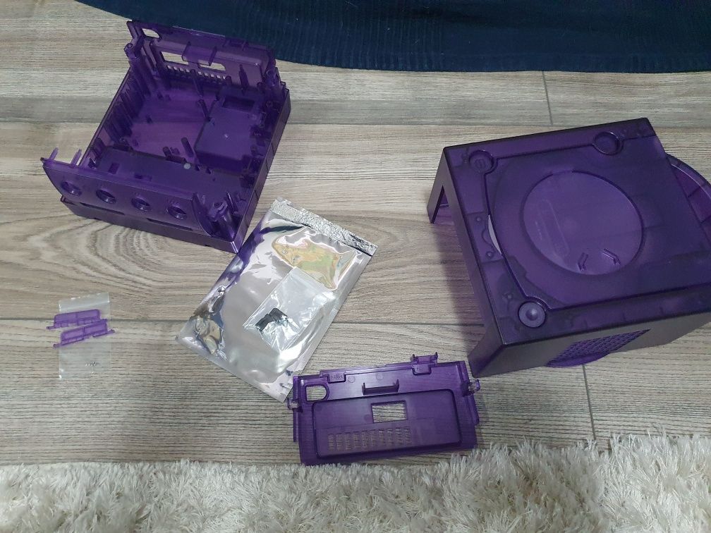 Nintendo Gamecube obudowa przeźroczysty fioletow bitfunxy