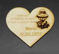 Pierwsza Komunia Święta IHS podziękowanie gości serce 5x5 magnes 15szt