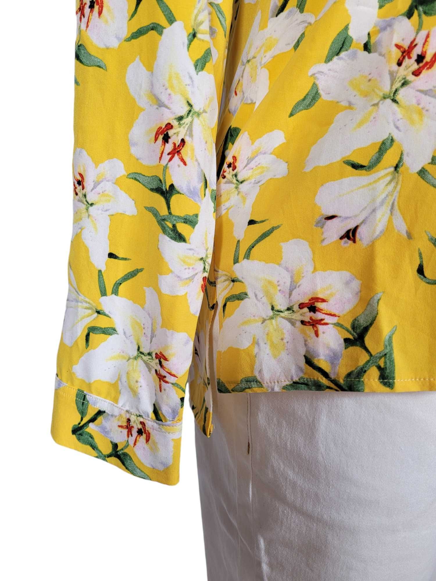 Żółta bluzka damska koszulowa 42,XL Belladonna wzór kwiaty