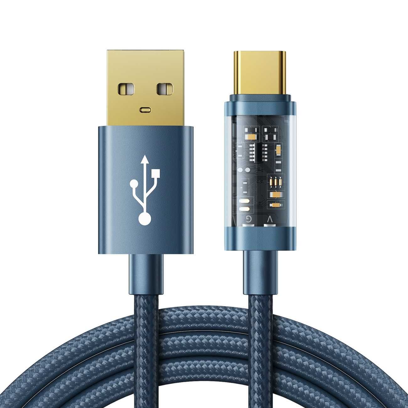 Kabel przewód USB - USB-C do ładowania i transmisji danych niebieski