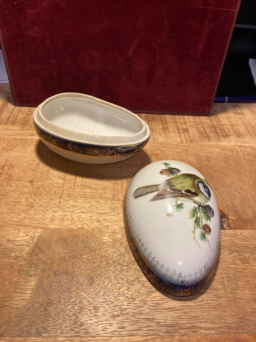 Шкатулка фарфоровая Яйцо с синицей Кобальт Скринька Яйко  Rosenthal
