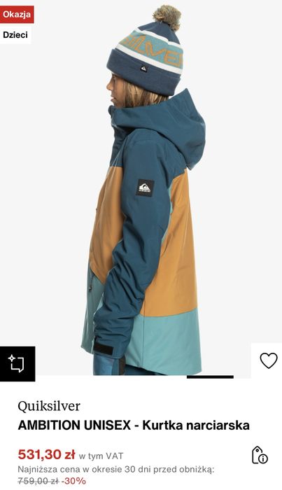 Kurtka snowboardowa, narciarska Quiksilver dziecięca