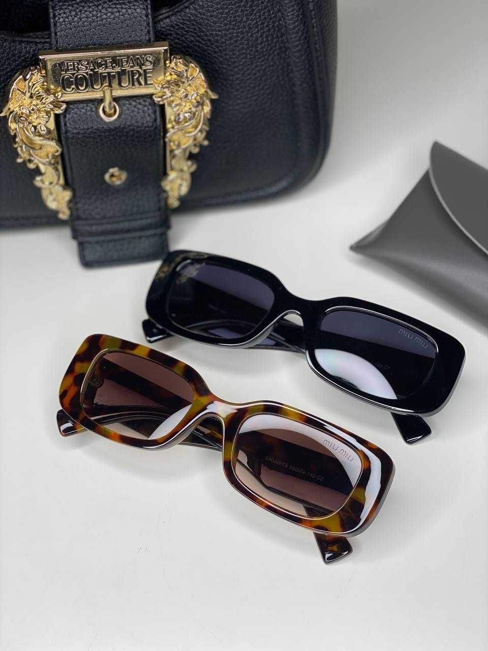 Женские солнцезащитные очки Miu miu коричневые леопард прямоугольные