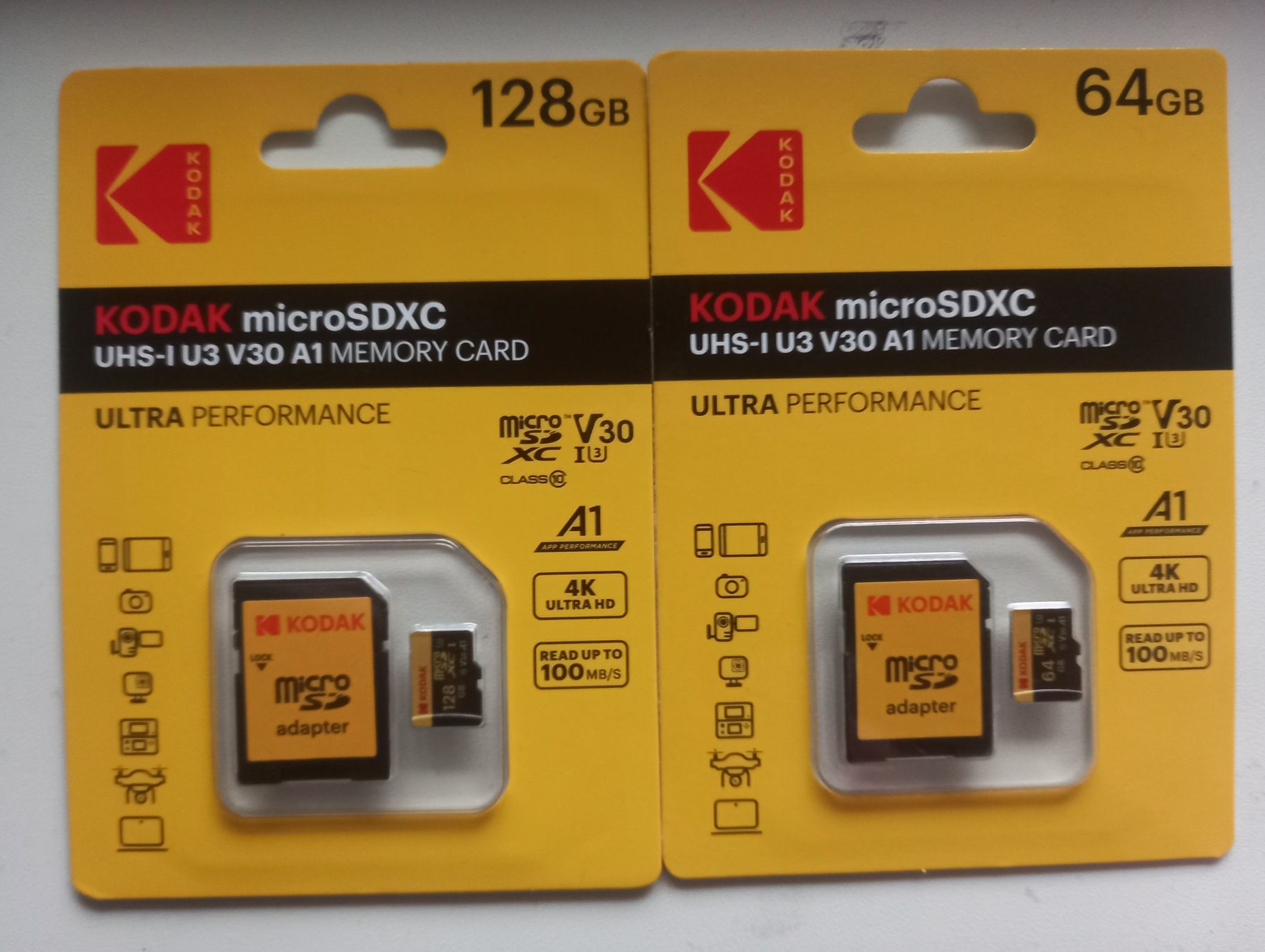 Карта пам'яті нова Kodak micro SDXC 64 Gb/128 Gb U3 A1  + адаптер