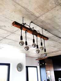 Lampy wiszące sufitowe loftowe drewniane, ręcznie robione OKAZJA