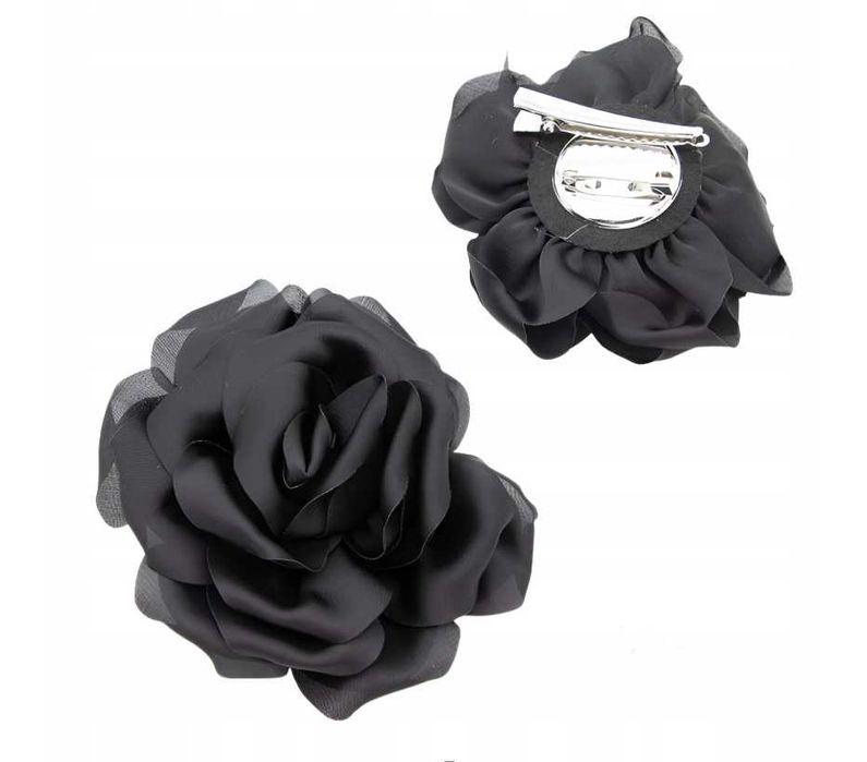 Broszka przypinka RÓŻA KWIAT 8,5 cm ELEGANCKA do marynarki czarna BR3