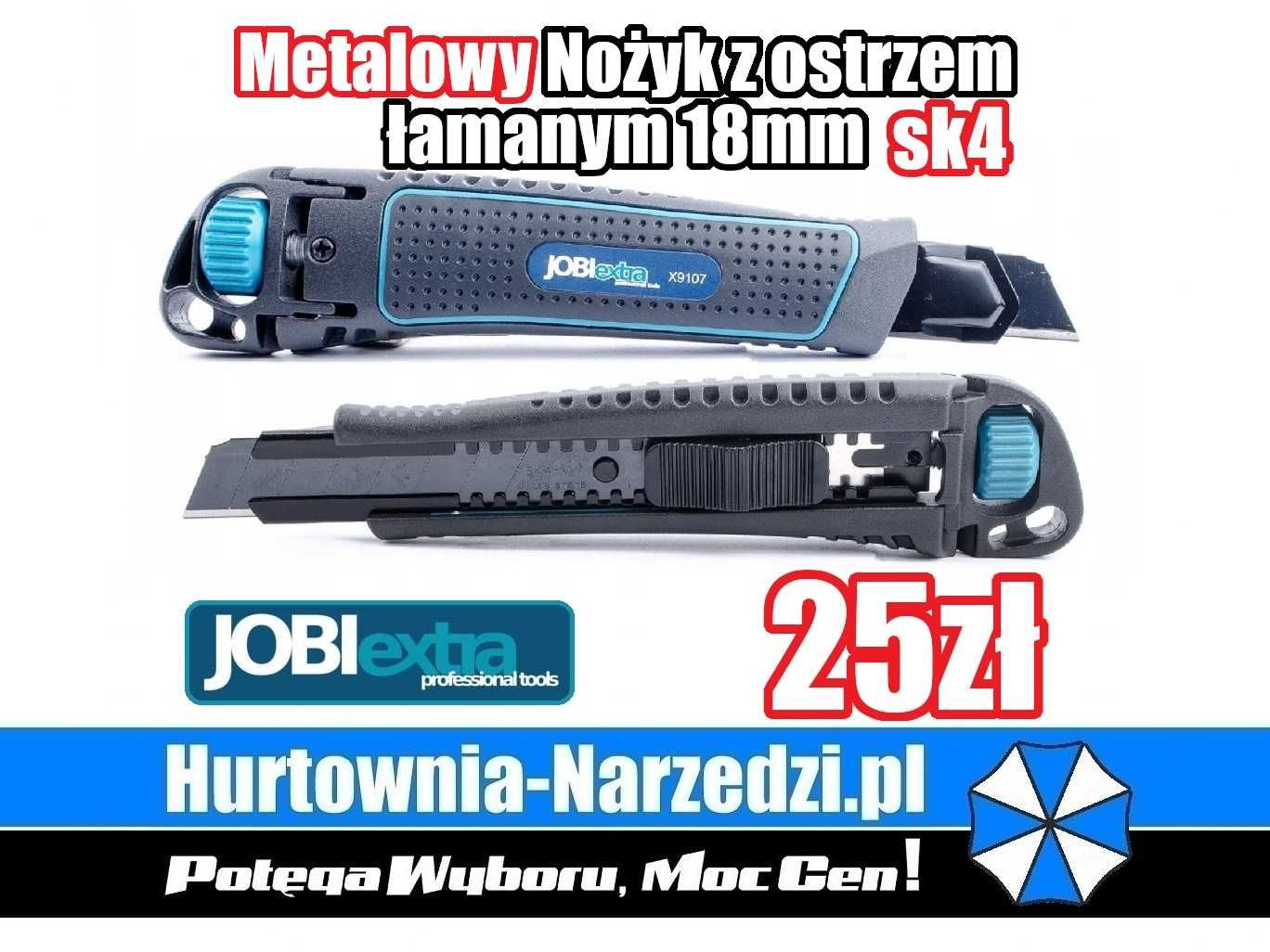 Nożyk tapetowy z ostrzem łamanym 18mm metalowy JOBIextra