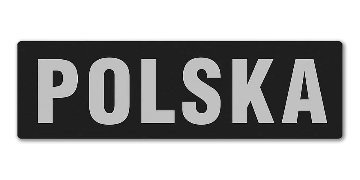 Emblemat POLSKA odblaskowy na rzepie 31 x 10 cm