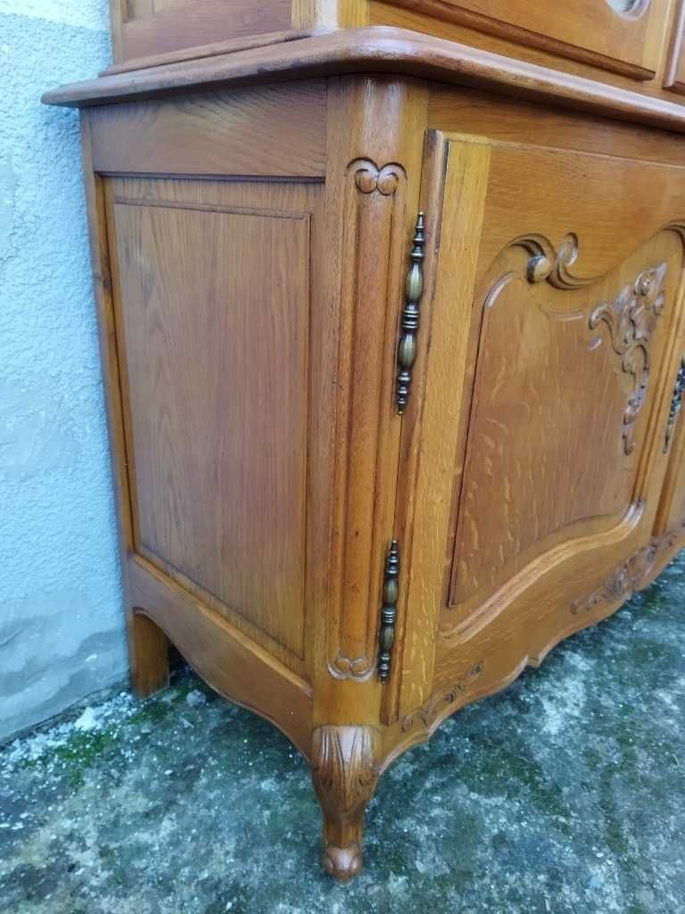 Witryna Ludwik dębowa serwantka rzeźbiona