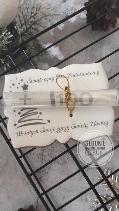 Świąteczny bon podarunkowy *bez banknotu. pierniki na Mikołajki
