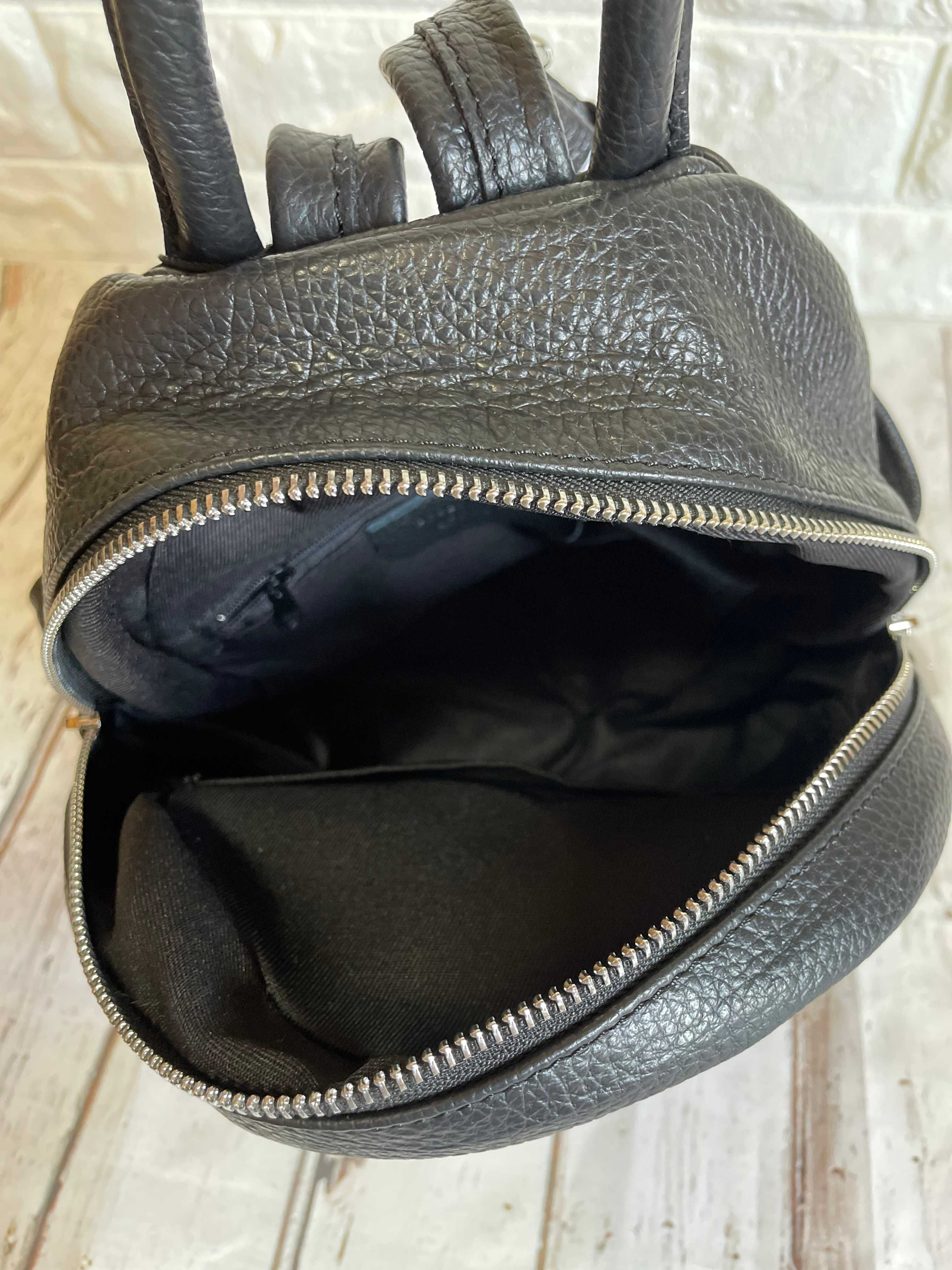 Рюкзак жіночий з натуральної шкіри чорний італія  рюкзак кожаный