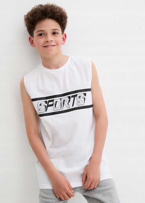 B.P.C top chłopięcy biały z nadrukiem r.164/170