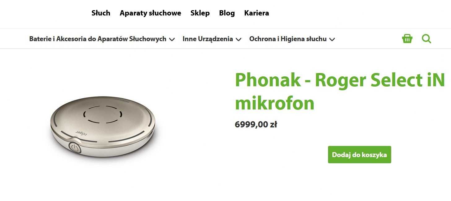 Mikrofon Phonak Roger Select iN Wzmacniacz Aparatu słuchowego NOWY !!