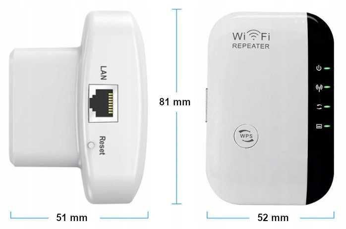 Wzmacniacz Sygnału WiFi Repeater 300 Mb/s 2.4GHz Mocny Naxan