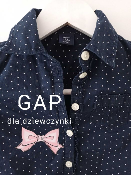 GAP Koszula dla dziewczynki granatowa w białe kropki