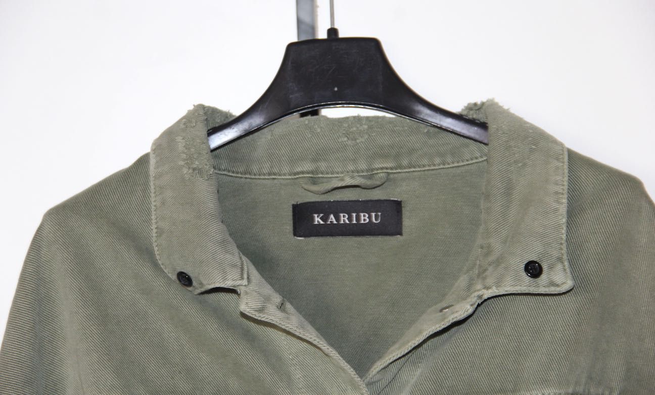 karibu kurtka zielona khaki parka jeans jeansowa l xl