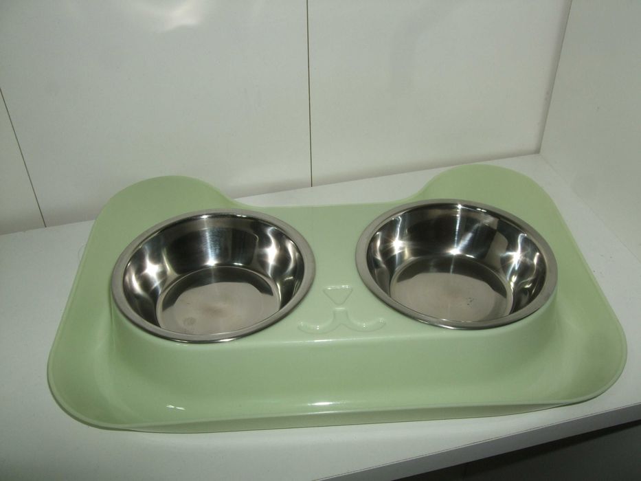 MISKA PODWÓJNA dla KOTA PSA NIECHLAPIĄCA Podstawka pod Miski 2 x 200ml