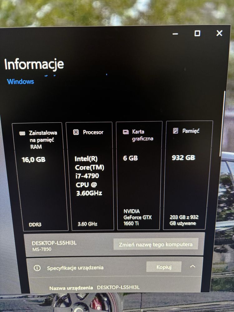 Komputer stacjonarny do gier i7-4790, GTX1660Ti, 16GB Ram
