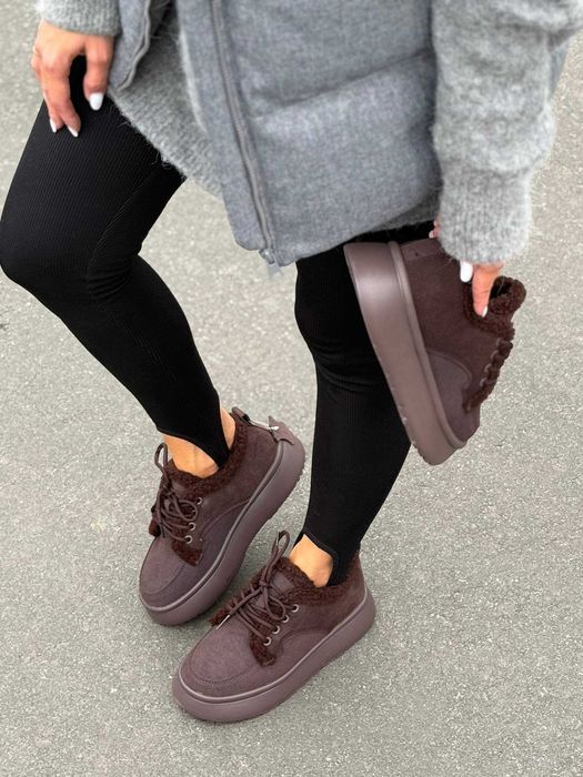Жіночі зимові черевики на хутрі (36-41) зимові кросівки шоколадні