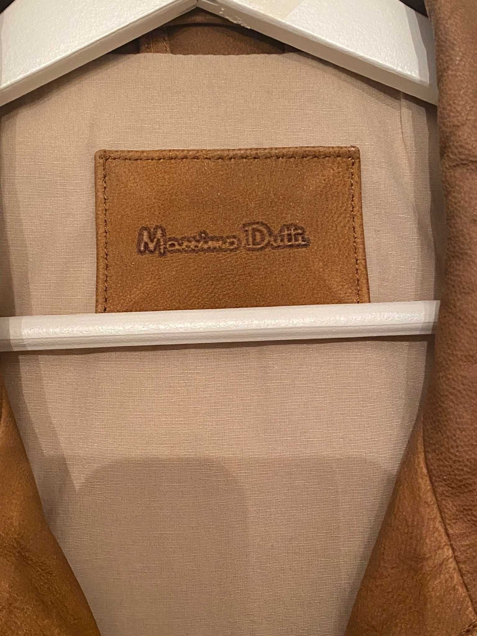 Blusao de cabedal camel Massimo Dutti