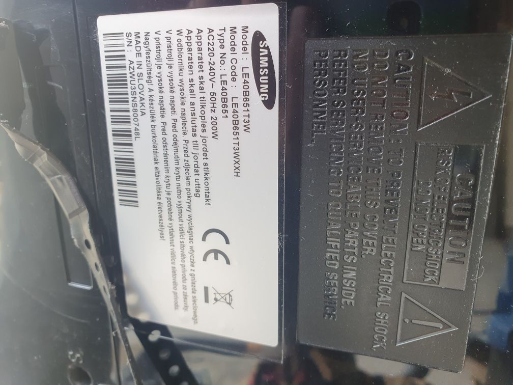 Telewizor uszkodzony. Le40b651 Samsung