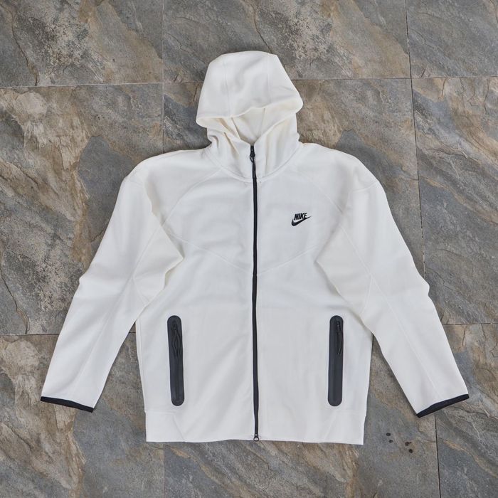 Nike Sportswear Zip-Up Hoodie 'Tech Fleece' in Mottled White