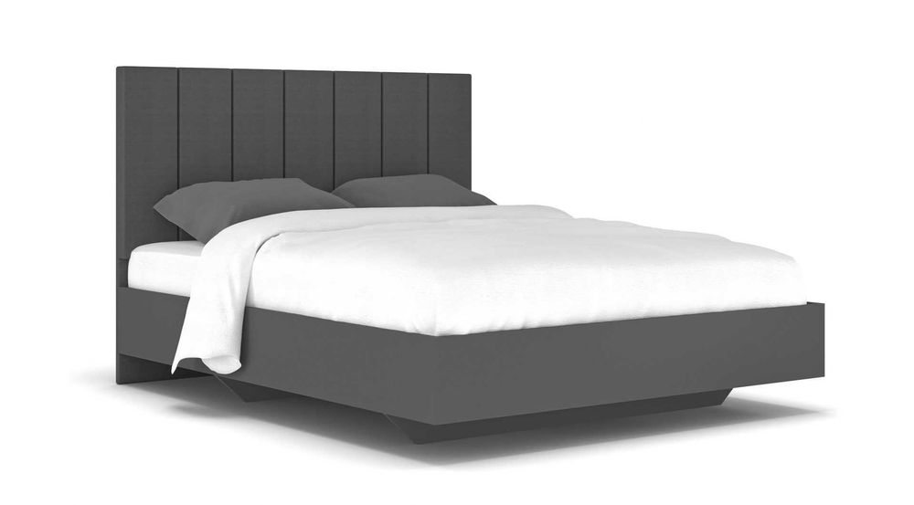 Ліжко 160 з мягким бильцем сірий велюр 160 +ламелі