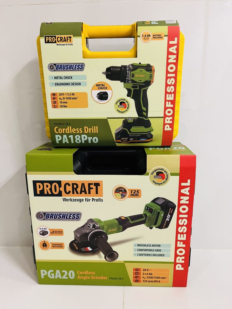 Акція! 2в1 болгарка Procraft PGA20 та шуруповерт Procraft PA18PRO