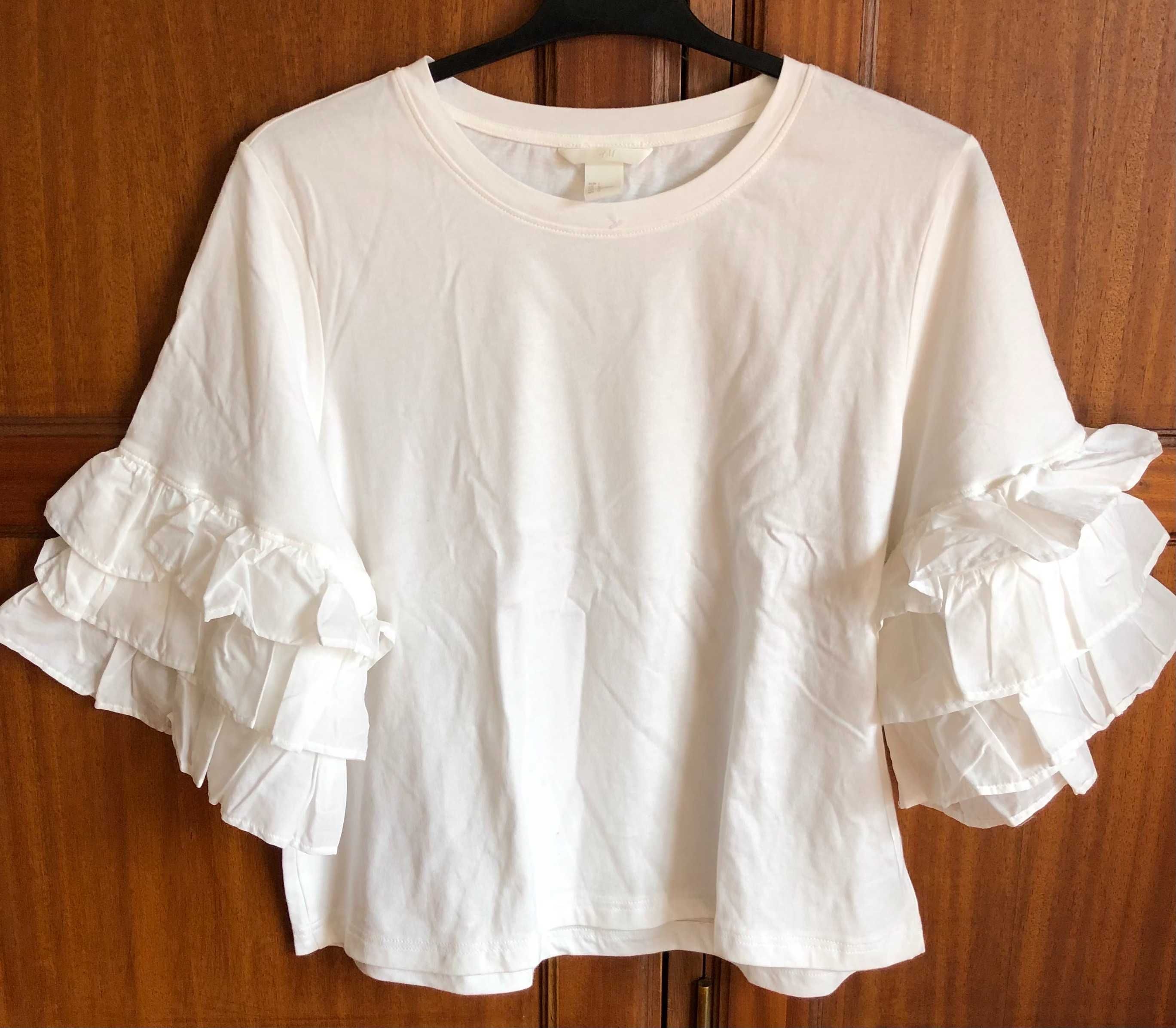 Top branco c/ folhos H&M - Tam. L