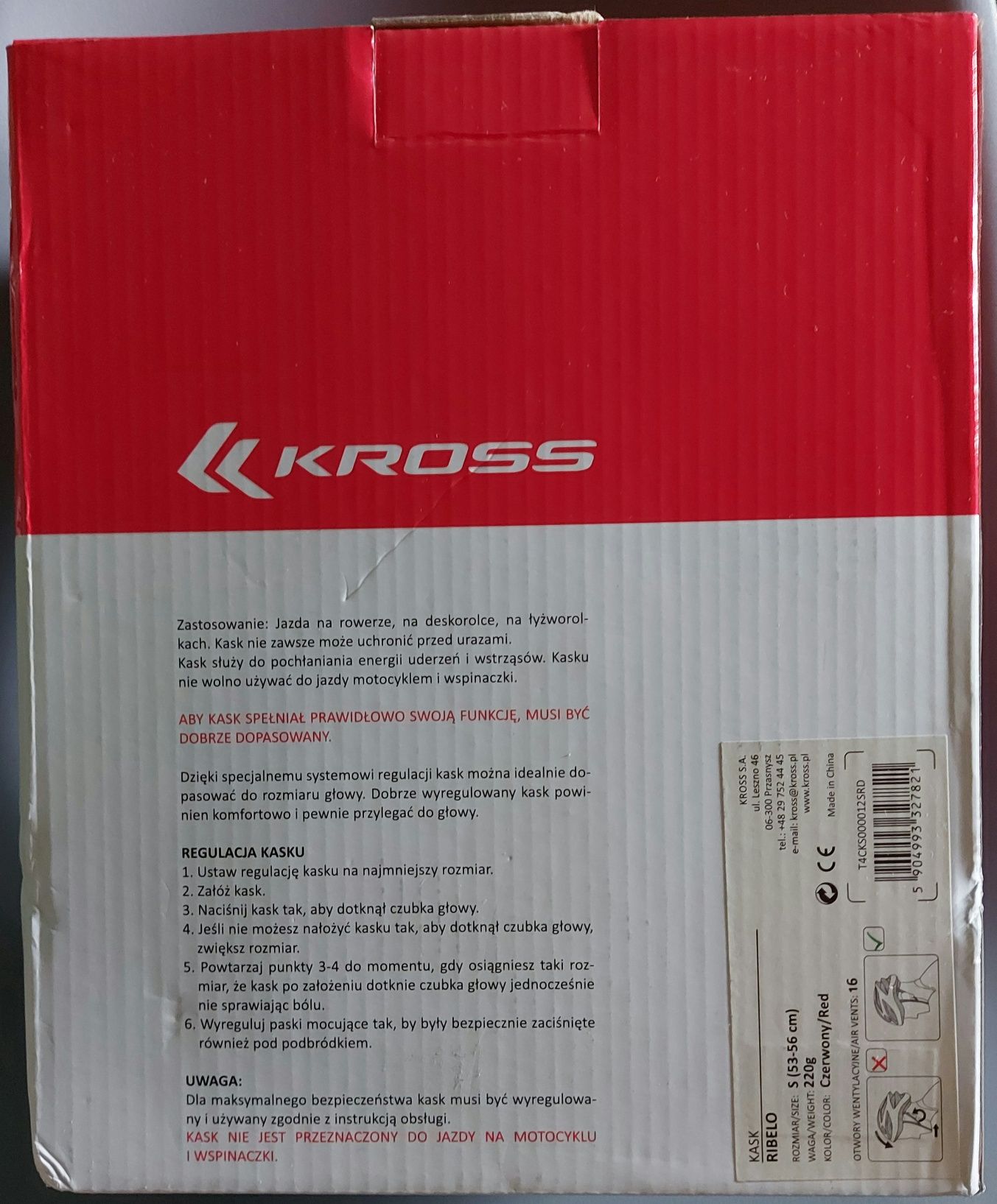 Kask KROSS Ribelo rozm.S (53-56 cm) - nowy