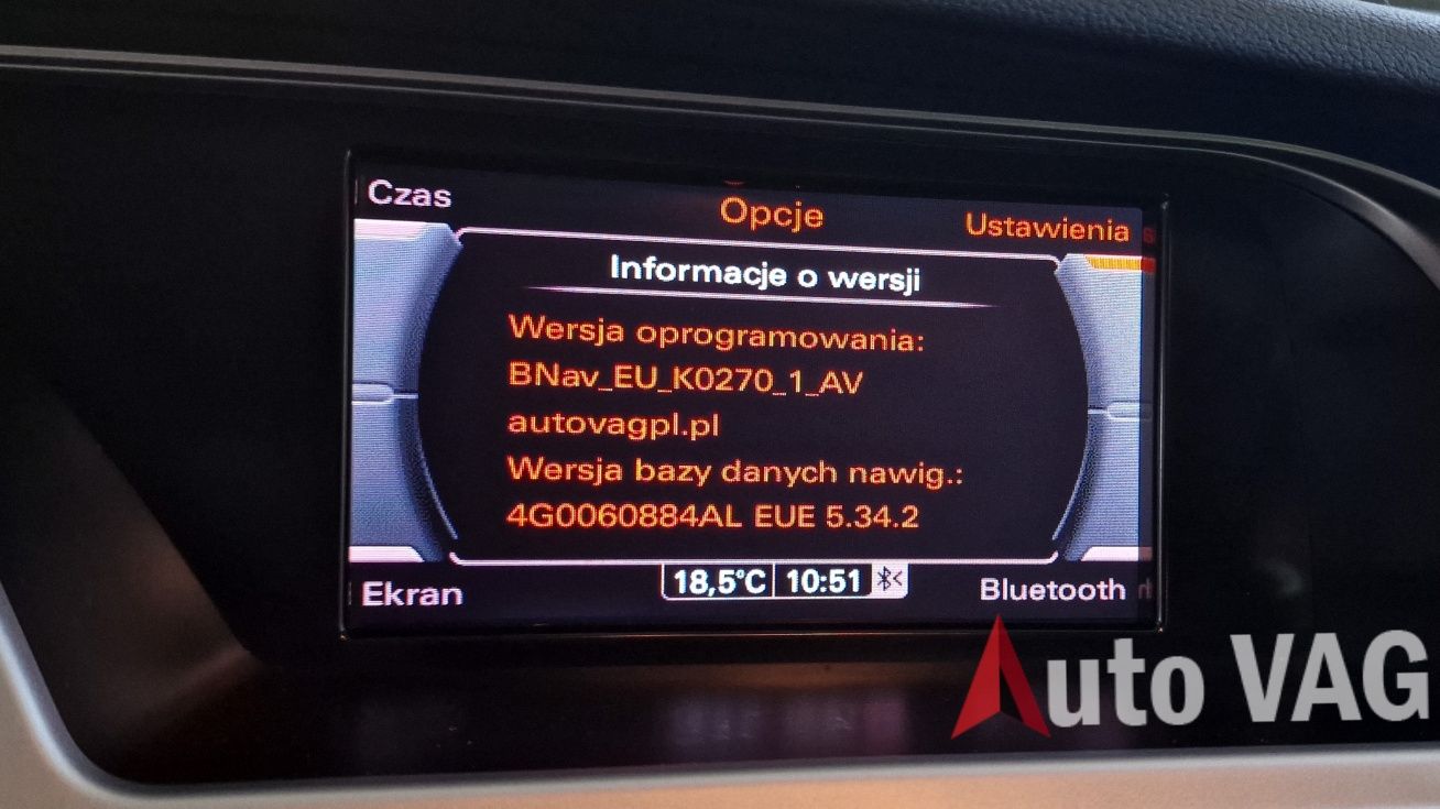 Polskie Menu, Nawigacja Audi VW SEAT Skoda MMI 3G Konwersja USA