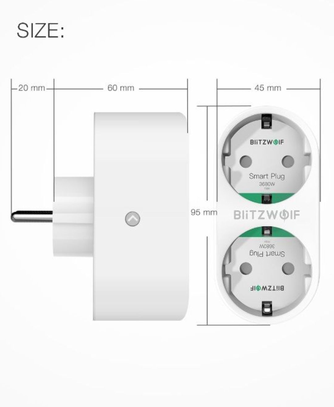 Tomada dupla inteligente blitzwolf bw-shp7 3680W com App *NOVO*