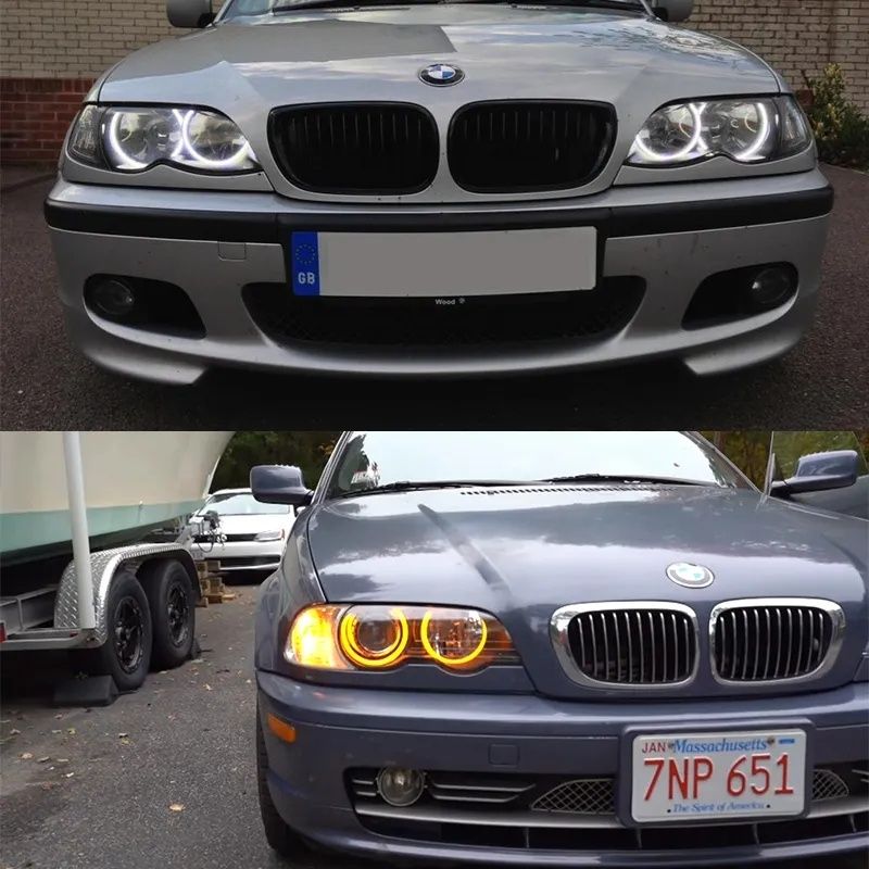 Led angel eyes aneis para farois ópticas bmw e46 serie 3