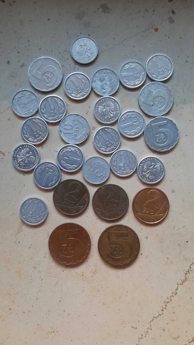 monety prl 2 zł, 5 zł 1 zł zestaw