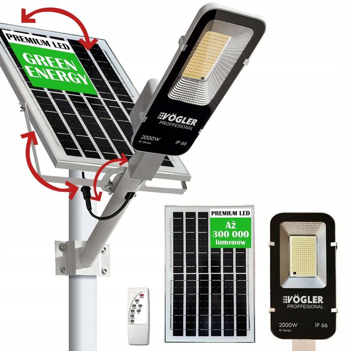 LAMPA SOLARNA 2000W z Czujnikiem Ruchu i Zmierzchu M-SERIES VOGLER