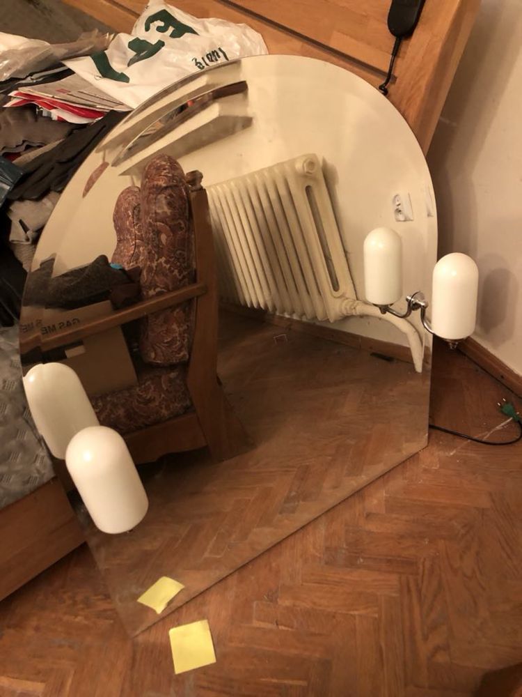 Lustro retro z lampami 80x92
