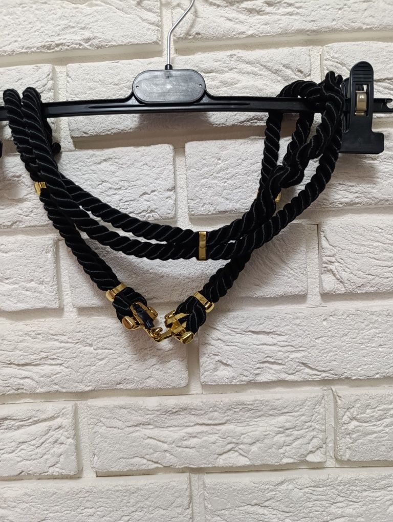 Pasek damski,a'la sznurek, węzeł, złote elementy,H&M, długość 90 cm