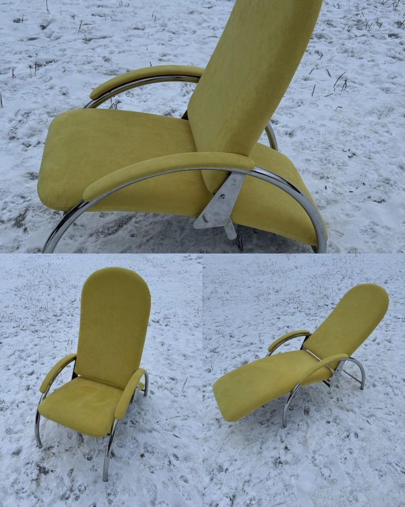 Unikat szezlong fotel rozkładany leżanka żółty designerski lata 70