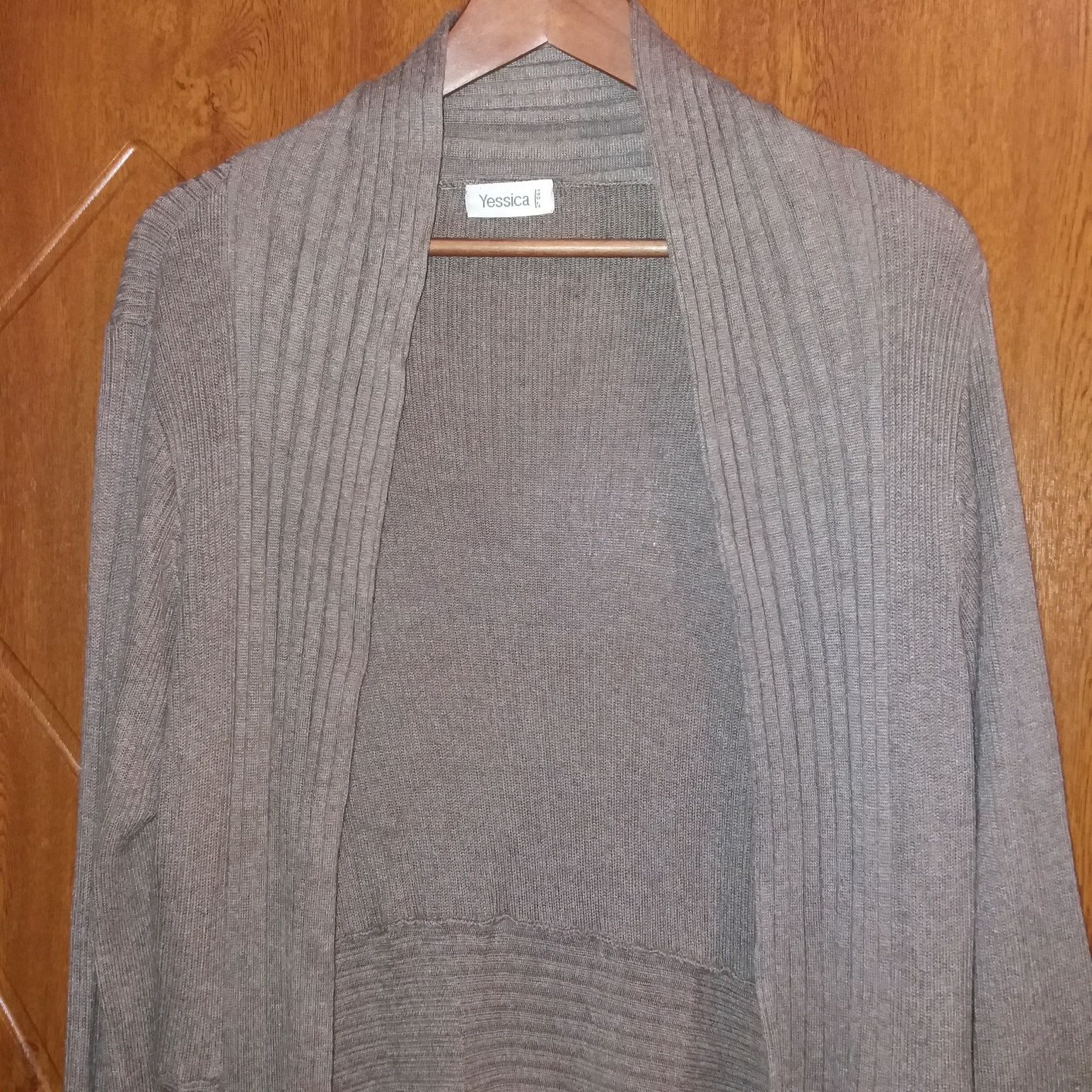 Sweter, długi kardigan beżowy rozm. XL