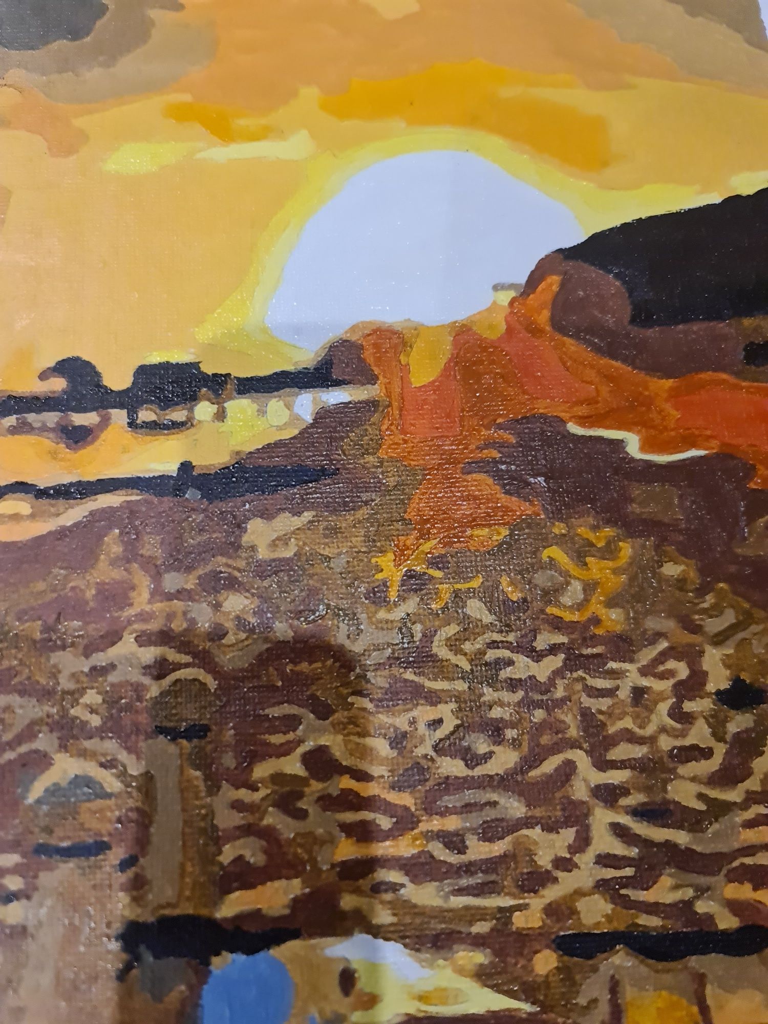 Zachód słońca na plaży obraz ręcznie malowany po numerach