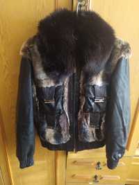 Женская куртка кожаная с меховыми вставками продам