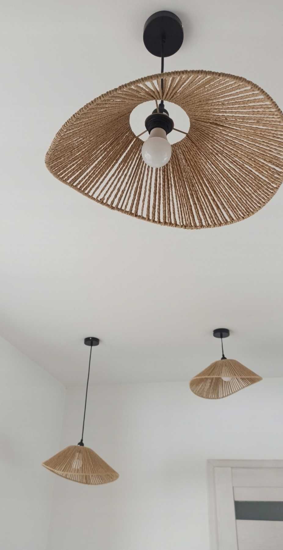 Nowoczesna lampa wisząca 45 cm Sufitowa Boho Pleciony klosz E27