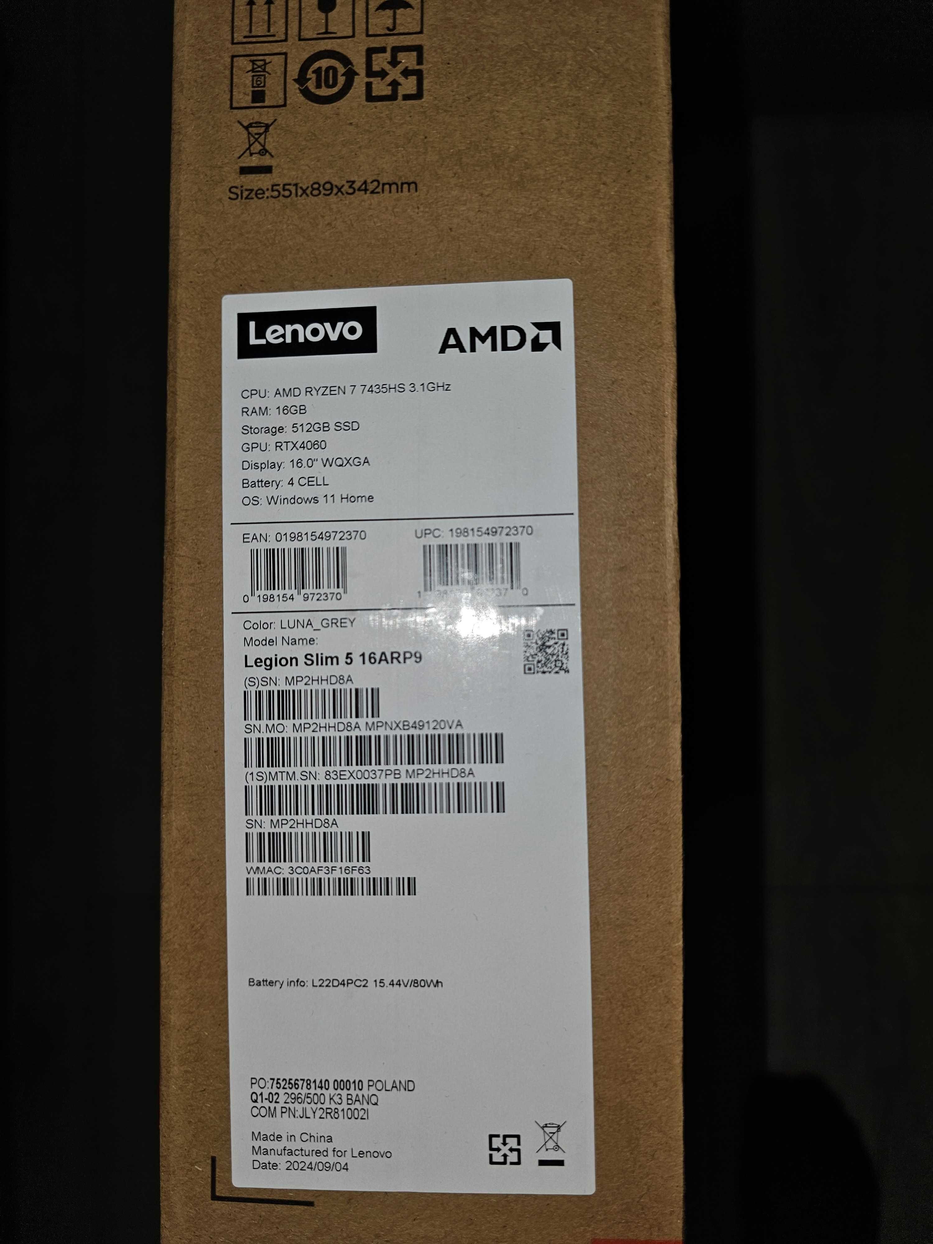 Laptop Lenovo LEGION SLIM 5 16ARP9 Nowy
