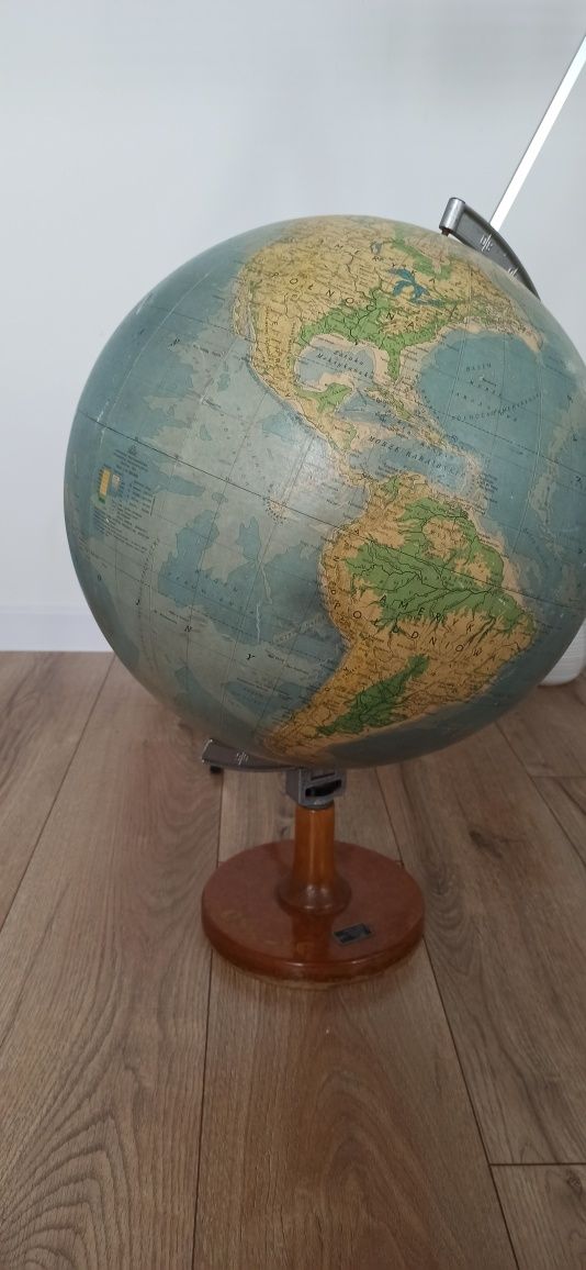 Globus duży szkolny, średnica 42cm, zabytek Prl 1972rok