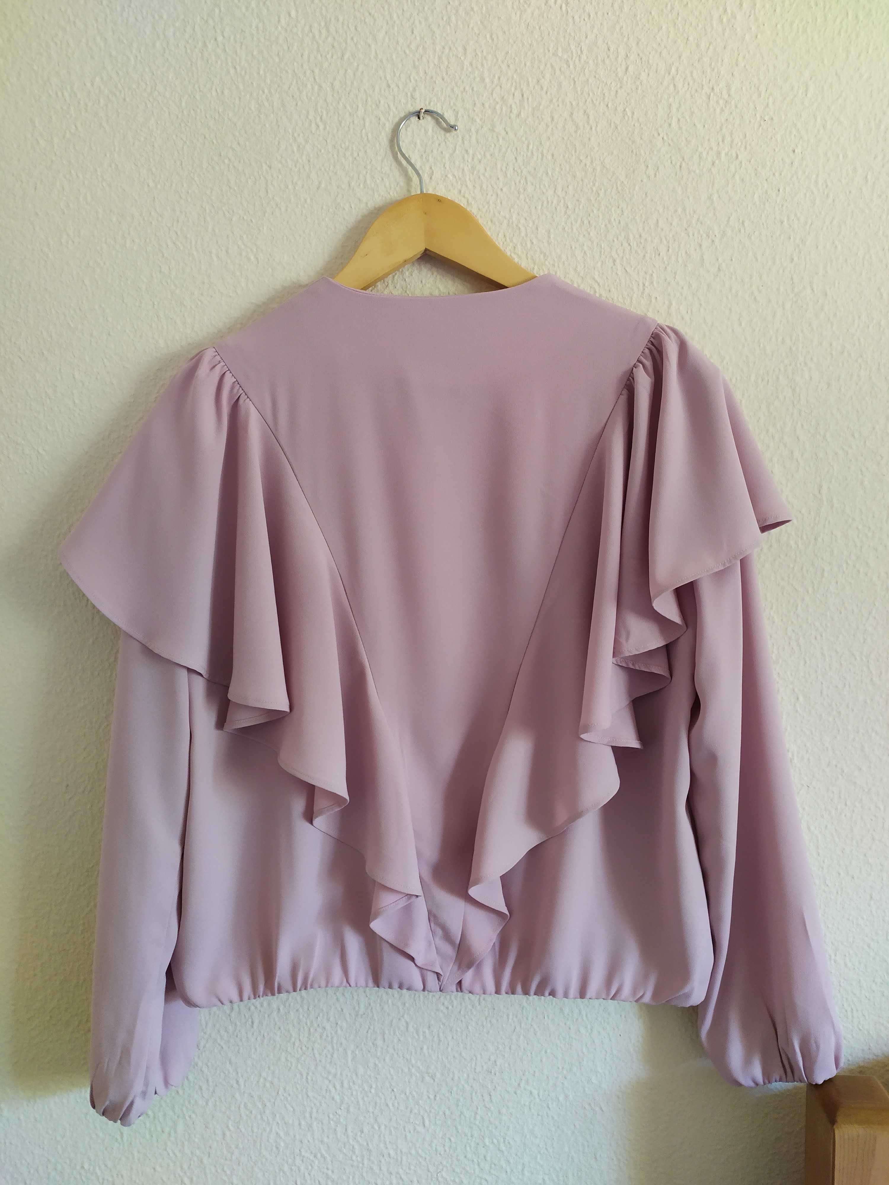 Bomber rosa-velho com folhos