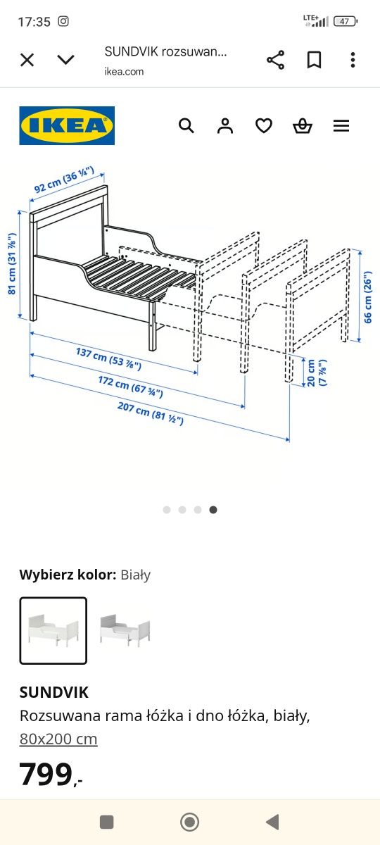 Łóżko dla dziecka Ikea sundvik + materac