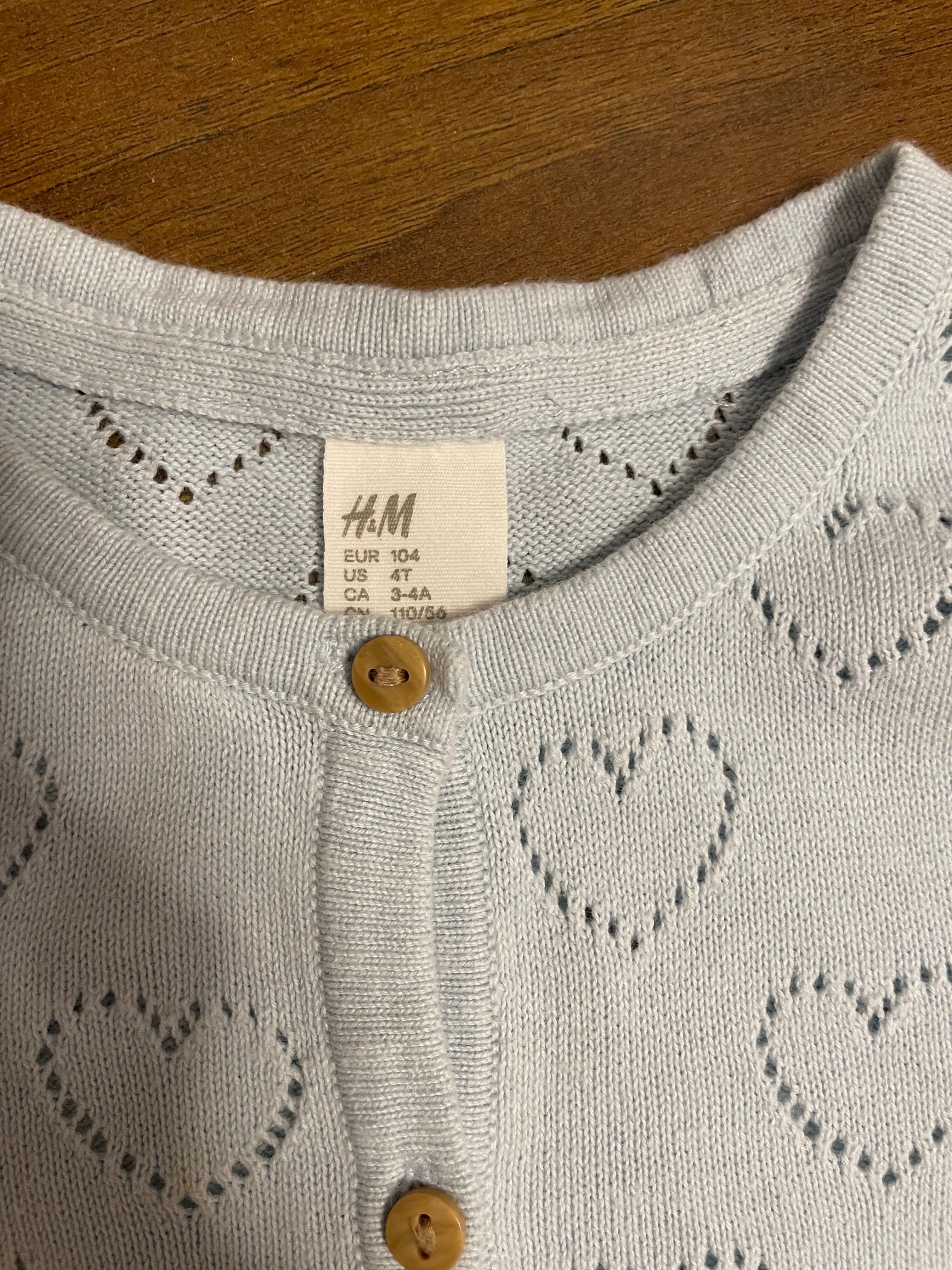Sweter H&M dla dziewczynki błękitny rozm.104