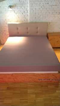 Łóżko 160cm x 200cm, zagłówek pikowany, materiał len