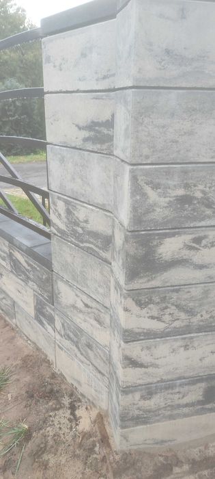 Bloczek Cobus ogrodzenie gładki Buszrem mix stalowy grafit muszlowy